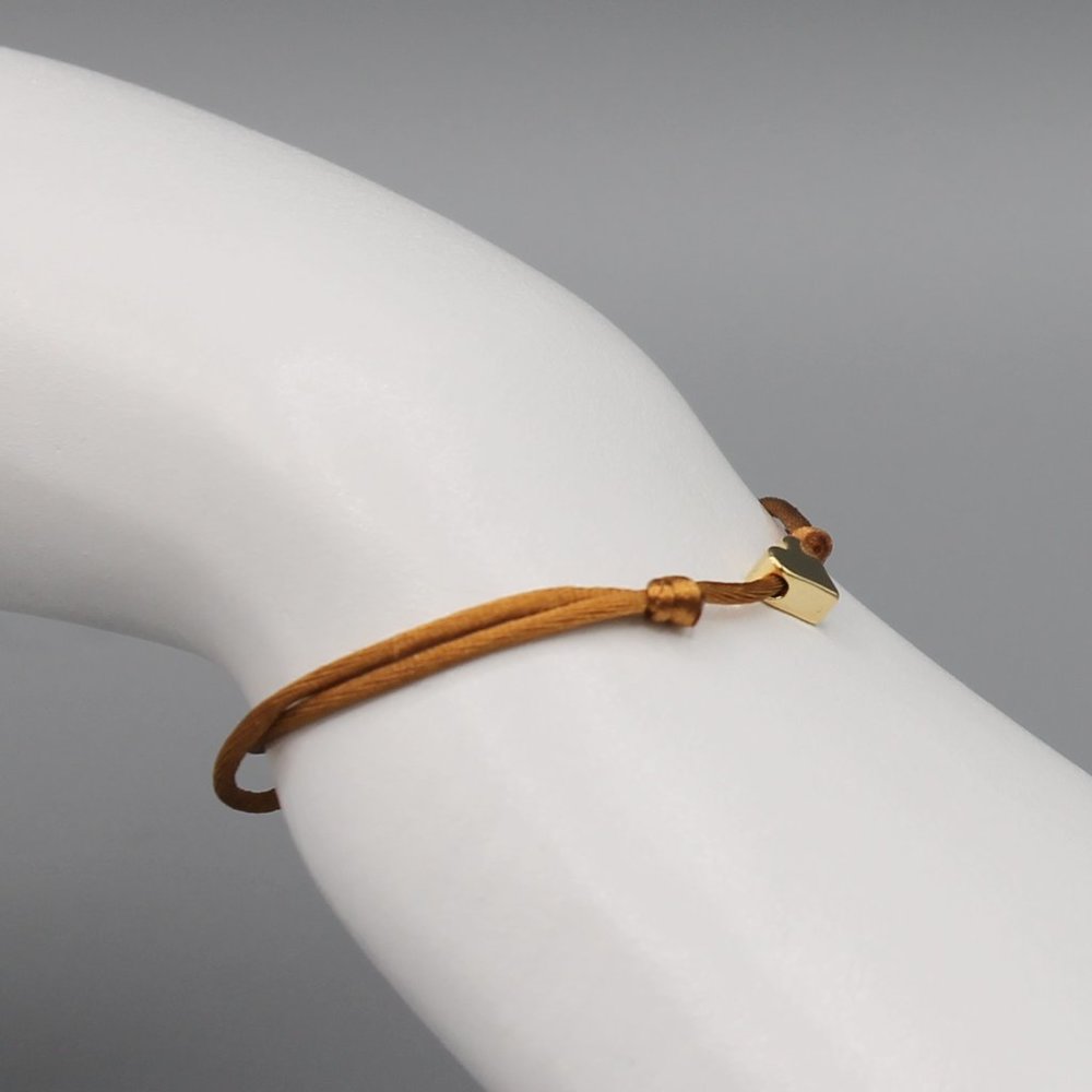 Jewelry heart brown gold string bracelet adjustable fashion delicate brand new - Picture 7 of 7